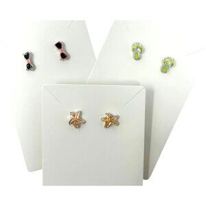 3-Pair Beachy Stud Earrings Set: Flip-Flops Starfish & Sunglasses